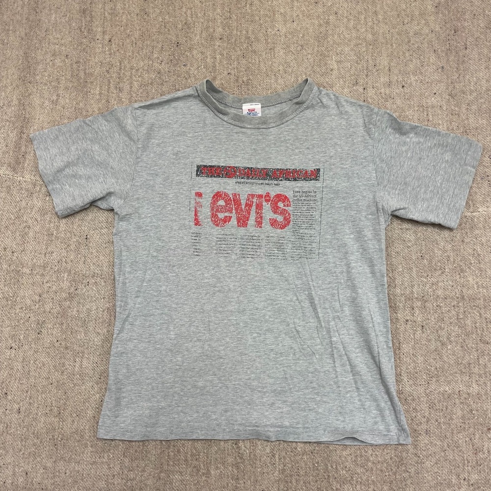 Vintage Daily African Graphic T Shirt‎ Mens Medium Grey 1990s Levis
